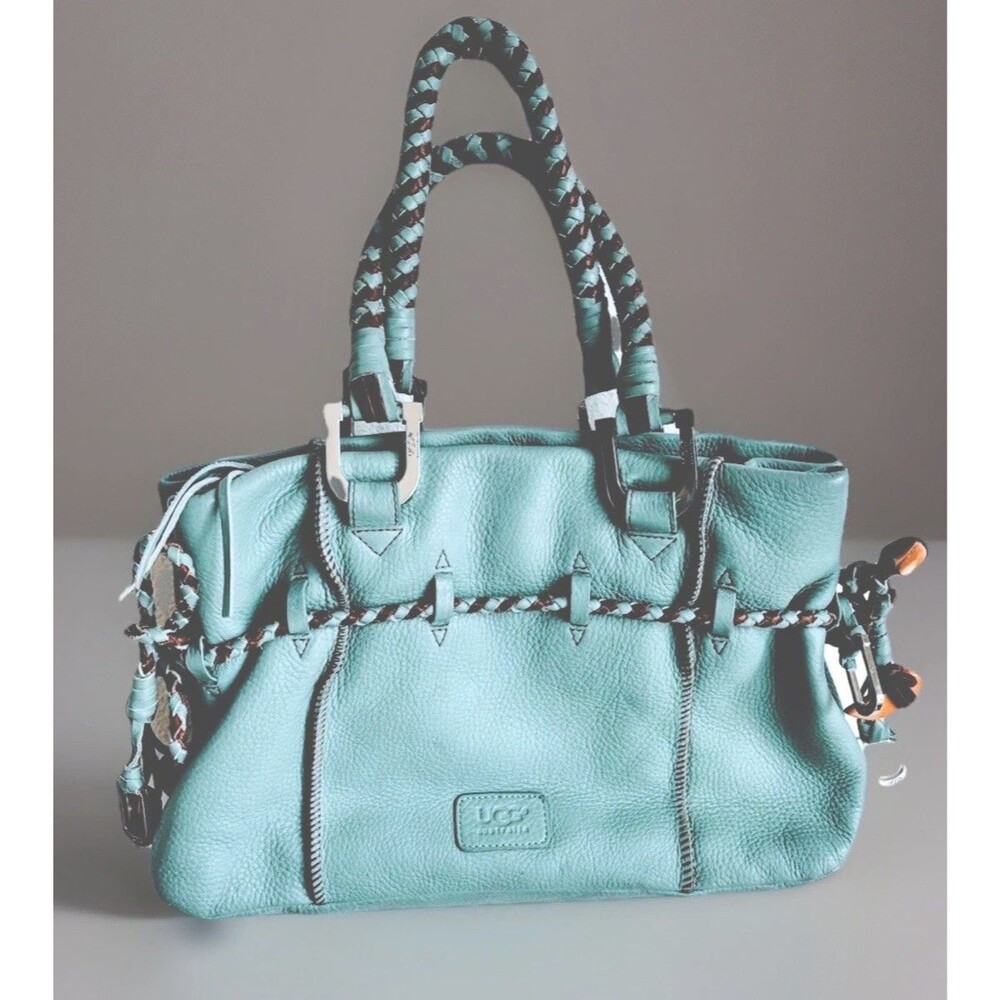 Vintage UGG Mint Green Rope Handle Leather Satchel - Limited Edition